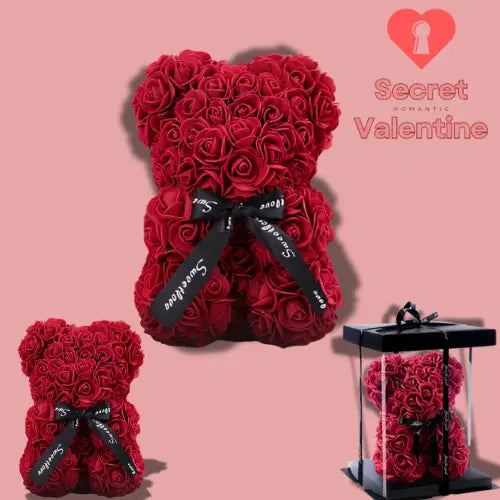 Ours en Roses Éternelles - Couleur Rouge, Cadeau Romantique Idéal Secret Valentine