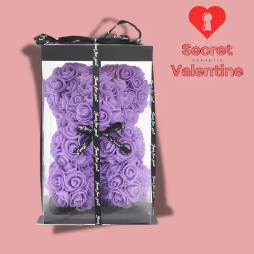 Ours en Roses Éternelles - Couleur Violette, Cadeau Romantique Idéal Secret Valentine