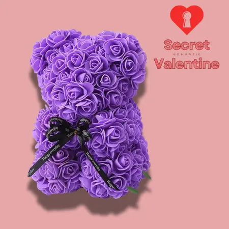 Ours en Roses Éternelles - Couleur Violette, Cadeau Romantique Idéal Secret Valentine